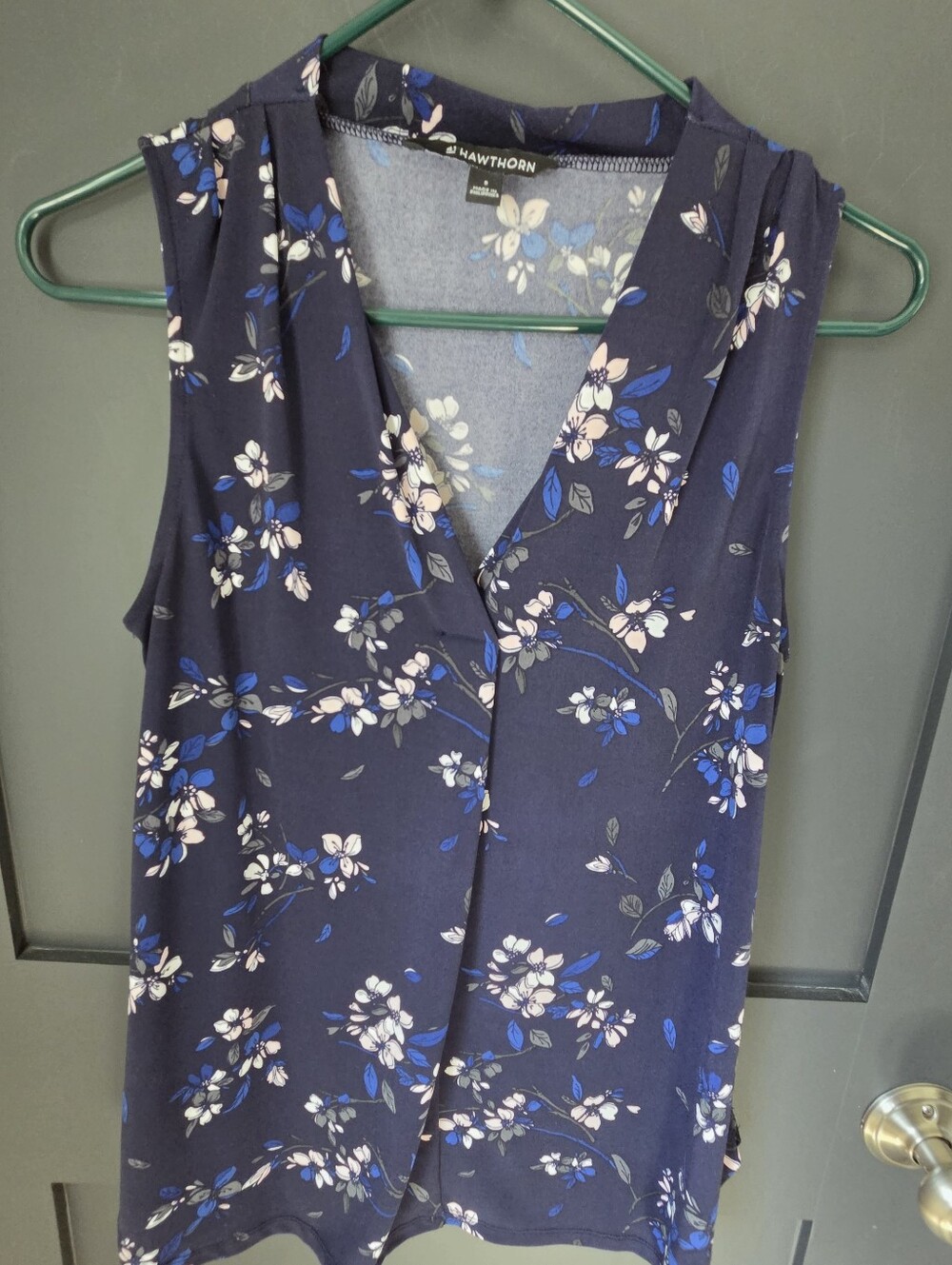 41 Hawthorn Navy Floral Sleeveless V-Neck Top